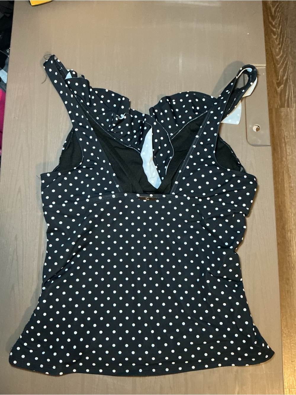 Polka Dot Ruched Tankini Black/White - Picture 7 of 10